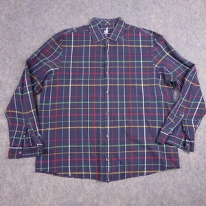 Johnnie O Button Up Shirt XL Featherweight Blue Plaid Cotton Casual Mens - Picture 1 of 12