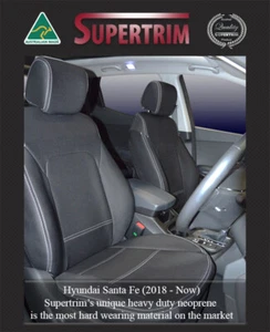 Hyundai Santa Fe TM (2018-Now) Neoprene Seat Covers FRONT (Full-back+MP) + Rear - Picture 1 of 12
