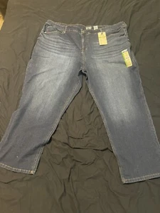 Women's Plus 26W  NWT Terra&Sky Dark  Wash Straight Leg Mid Tummy Control Jeans - Picture 1 of 8