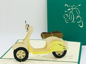 Vespa gelb, 3D-Klappkarte, Pop-up Karte, Glückwunschkarte, Grußkarte - Bild 1 von 3