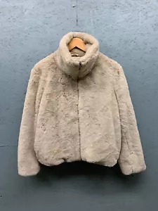 French Connection Beige Faux Fur Short Jacket Women's Size Small Full Zip NWT - Picture 1 of 13
