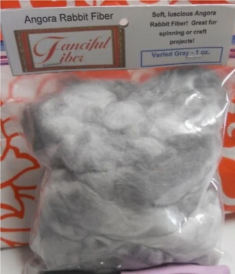 French Angora Rabbit Wool, Varied Gray, 1 oz, Spinning, Felting, Craft - Image 1 of 3