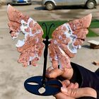 177G Natural Pink Agate Cotton Candy Agate Handcarved butterfly Crystal Specimen