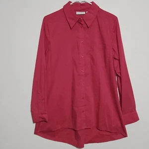 Susan Graver Shirt Size 8 Button Front Hi-Low Hem Pocket Long Sleeve Pink - Picture 1 of 7