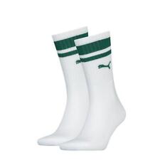 Puma Unisex Crew Heritage Stripe Socken Tennis 2er Pack White/Green NEU