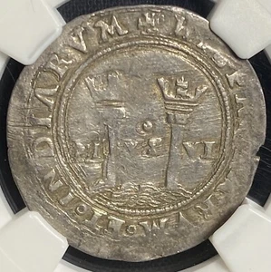 COLONIAL MEXICO 1542-1555 AD, Spain Carlos & Joanna, Johanna Silver Real, NGC XF - Picture 1 of 5