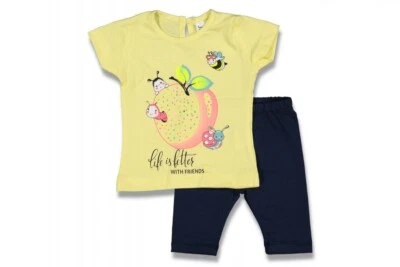 Conjunto de ropa camiseta con pantalones diseño manzana y abeja para niño pequeño/bebé niña Foto 1 de 2