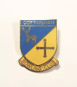 Insignia vintage Cottingham Bowling Club esmalte pin back tazones deportivos - Imagen 1 de 2