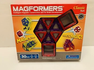 Magformers Intelligent Magnetic Construction Set -Classic 30 Piece Set -Red - Image 1 of 4