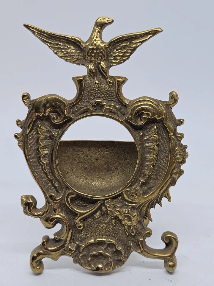 Antiguo soporte de reloj de bolsillo vintage de latón patriótico águila soporte de exhibición años 16 Foto 1 de 4