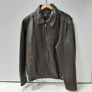 American Classics Bomber Style Full Zip Leather Jacket Large - Picture 1 of 5