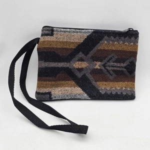 Pendleton Pochette Pochette da Polso Multicolore Marrone Nero Motivo Azteco Lana - Foto 1 di 8