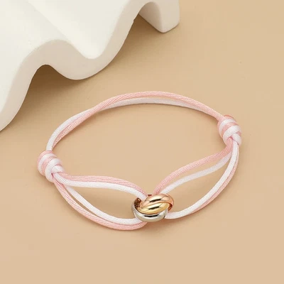 Pulsera de cuerda para hombre triple bucle bloque de color pulsera correa de cordón ajustable 1 pieza Foto 1 de 4