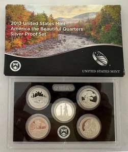 2013 SILVER PROOF QUARTERS SET, Box & COA, AMERICA the BEAUTIFUL; COMBINE SHIP! - Picture 1 of 4