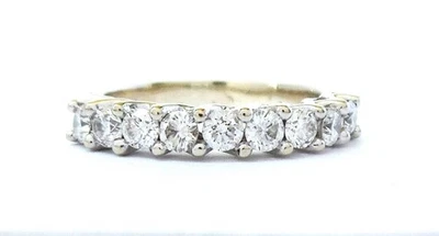 Odelia 18K Solid White Gold Natural Diamond Wedding Half Band Ring - Size 5.75 - Image 1 of 4