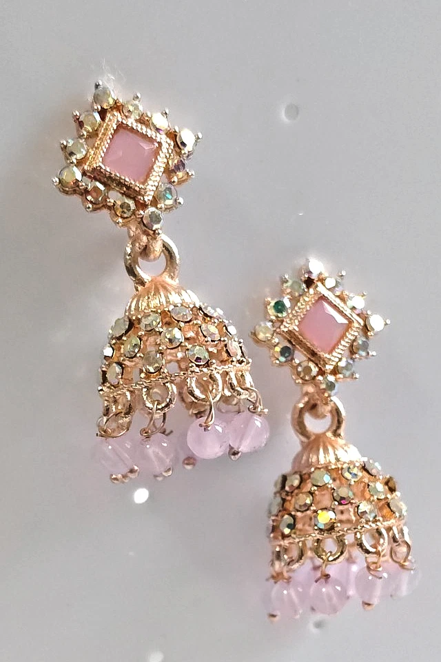 Elegantes Pendientes Jhumka Festivos Imitación Perla N Piedra para Mujer/Adolescente - Estilo Étnico Foto 1 de 1