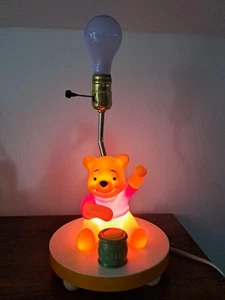 Vtg 80s Winnie the Pooh Hunny Pot Bear 3 Way Plastic Lamp Night Light Table - Picture 1 of 10