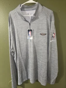 New Orleans Pelicans Dri Fit Nike 1/4 Zip Long Sleeve Warm-Up Mens Gray XXXL NEW - Picture 1 of 4