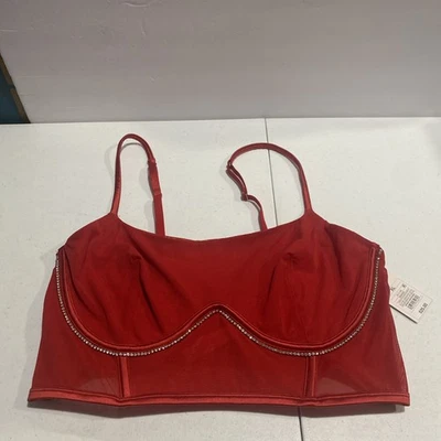 Nuevo con etiquetas Lencería Corsé Sujetador Top Auden Para Mujer Malla Roja Estrás Talla XL Foto 1 de 4