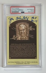 John Schuerholz Autograph Signed Hall Of Fame Plaque Postcard w/ HOF 17- PSA/DNA - Picture 1 of 2