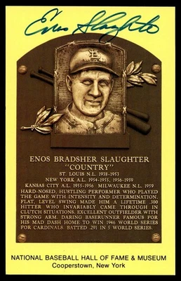 Enos Slaughter Yellow HOF Postcard Signed PSA/DNA Cardinals Autographed - Image 1 of 2
