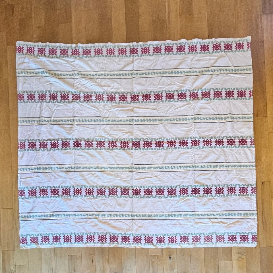 Vintage Fieldcrest Tapestry Blanket Rose Floral Woven Cotton Queen 87x77 USA - Image 1 of 4