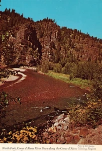 Postcard Idaho North Fork Coeur d'Alene River 1972 mining region - Picture 1 of 2
