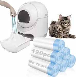 120 Pack Cat Litter Bags with Drawstring, Self Cleaning 120 Count - Picture 1 of 6