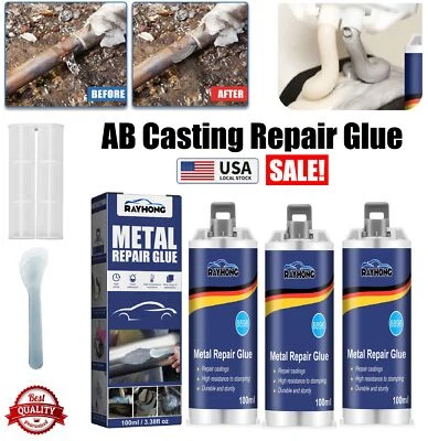 3× Metal Repair Paste AB Casting Repair Glue Industrial Heat Cold Weld Sets US - Image 1 of 4