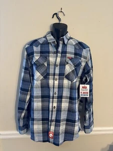 Wrangler Slim Fit Cowboy Wash Blue Plaid LS Button Shirt Men's Size Large NWT - Picture 1 of 7