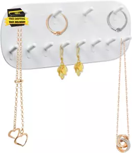 Wall Mounted Necklace Holder, Hanging Jewelry Organizer with 12 Hooks, Jewelry H - Picture 1 of 7
