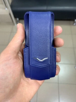 Estuche Original Nuevo Marca Vertu Ayxta, Elegante, Azul, Cuero Natural, Hecho a Mano Foto 1 de 3