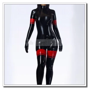 Latex Catsuit rote Zierleisten sexy attraktiv klassischer Body maßgeschneidert 0,4 mm B56 - Bild 1 von 6