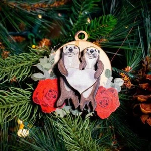 Seeotter Paar Paar 3D Holz Ornament Made in USA - Bild 1 von 1