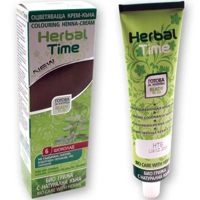 Herbal Time Bio Henna Haarfarbe Color Pflanzen Haarfärbemittel Schoko braun - Bild 1 von 2