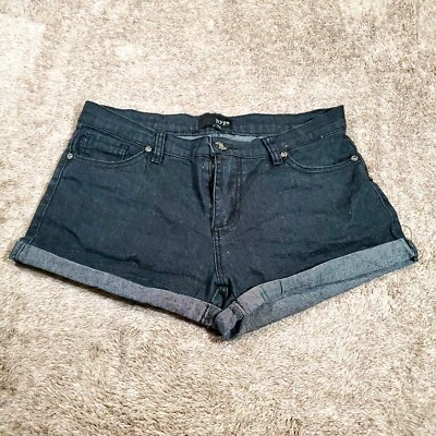 Pantalones cortos de jean Hype para mujer lavado oscuro talla 9 tiro medio nuevos sin etiquetas Foto 1 de 4