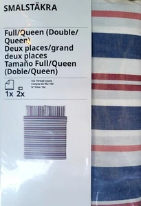 Copripiumino Ikea Smalstakra completo/regina con 2 federe set letto righe blu rosse - Foto 1 di 1