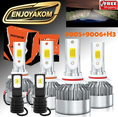 For GMC R3500 1988-1991 6x LED Headlight Bulb Hi/Low+Fog Light Combo 6000K White - Image 1 of 4