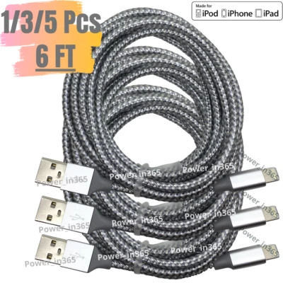 USB Charger Cable Heavy Duty 6FT For iPhone 6 7 8 XR X 11 12 13 14 Charging Cord - Image 1 of 4