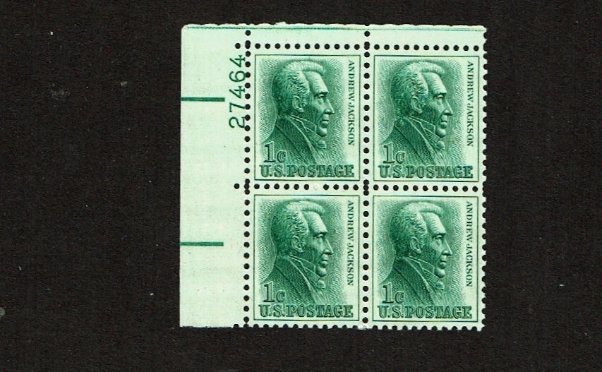 1961- U.S REGULAR 1c ANDREW JACKSON  Plt #Blk of 4  Sc#1209 M/NH/OG/Pristine - Image 1 of 1