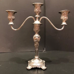 Pair Wm. Rogers & Son Victorian Rose Silverplate Convertible Candelabras READ - Picture 1 of 22