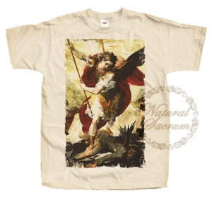 Catholic Natural T-shirt Saint Michael Archangel V39 Tee Vintage Sizes S - 5XL - Picture 1 of 5