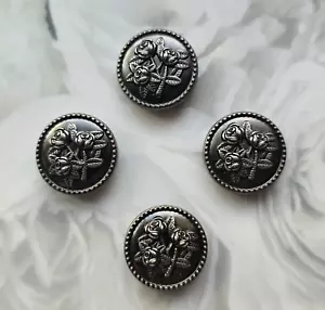 4 Black metal Rose Magnetic Pins. Horse Show pins. Hat, clothing, magnets - Picture 1 of 3