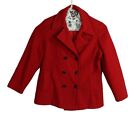 Vintage! LL Bean Womens Red 100% Wool Lined Pea Coats Size 16