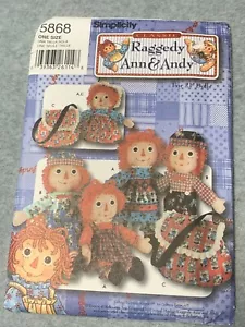 Simplicity 5868 Raggedy Ann & Andy 21" Doll Clothes Tote Sewing Pattern Uncut 20 - Picture 1 of 3