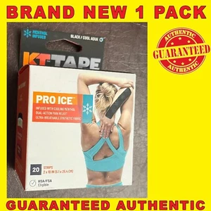 Pro Ice Menthol Infused Kinesiology Tape 20 Count 10" Precut Strips Black/Cool A - Picture 1 of 1