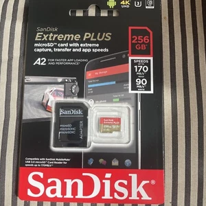 New Sandisk 256GB Extreme Plus A2 microSDXC U-3 V30 170MB/s - Picture 1 of 2