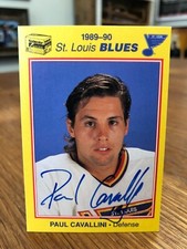 1989-90 KODAK KMOX ST. LOUIS BLUES PAUL CAVALLINI SIGNED AUTOGRAPHED CARD B
