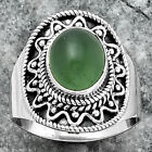 Natural Nephrite Jade - Canada 925 Sterling Silver Ring S.8 Jewelry R-1501