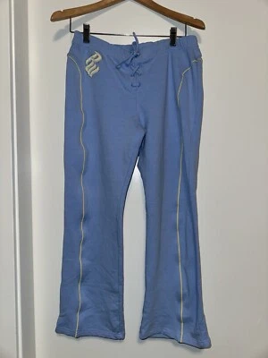 Rocawear vintage womens medium lace up track pants flare rhinestone blue Y2K - Image 1 of 4